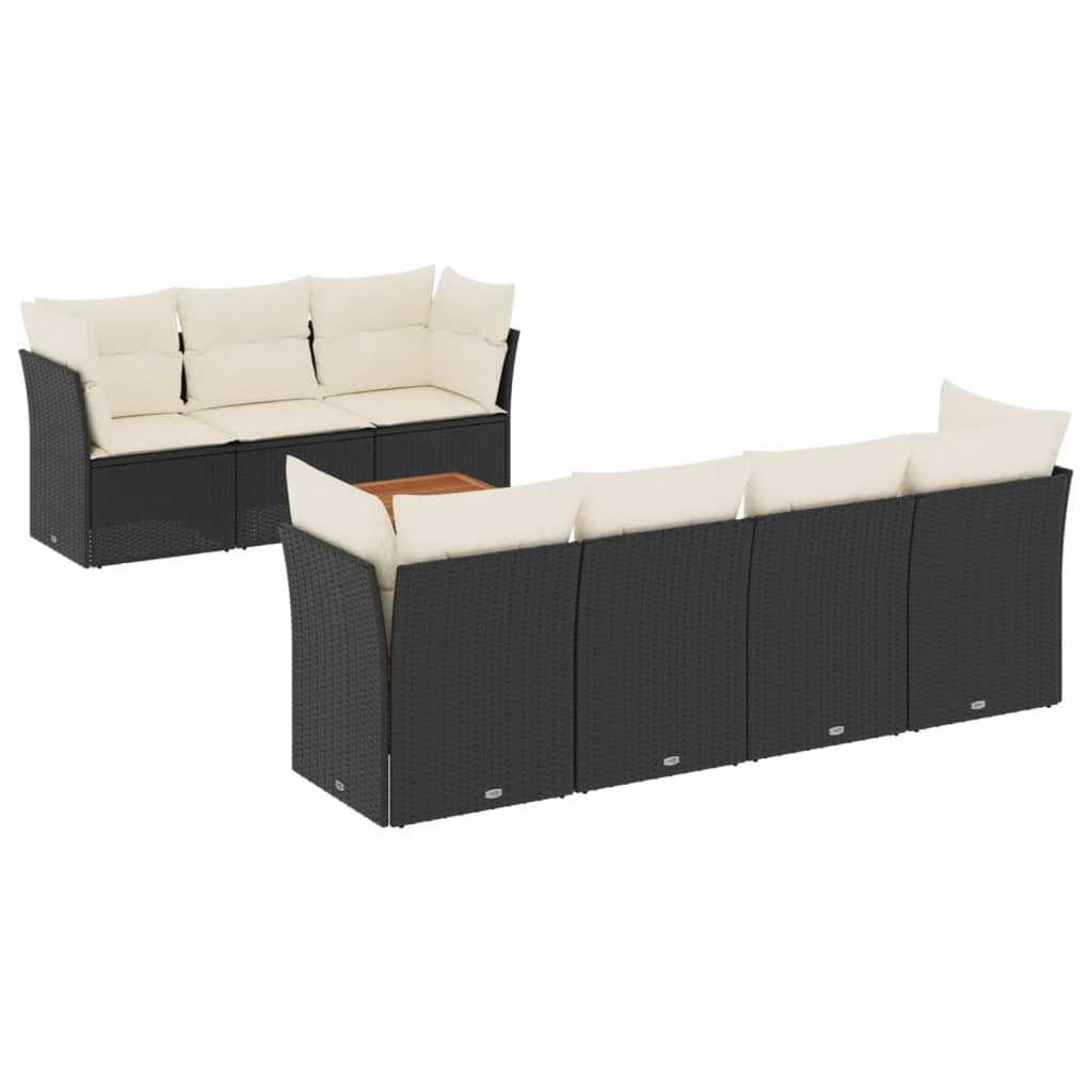 Set Divani da Giardino con Cuscini 8 pz Nero in Polyrattancod mxl 87588