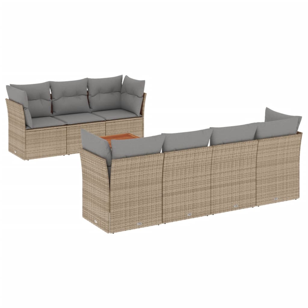 Set Divano da Giardino 8 pz con Cuscini Beige in Polyrattan 3223504