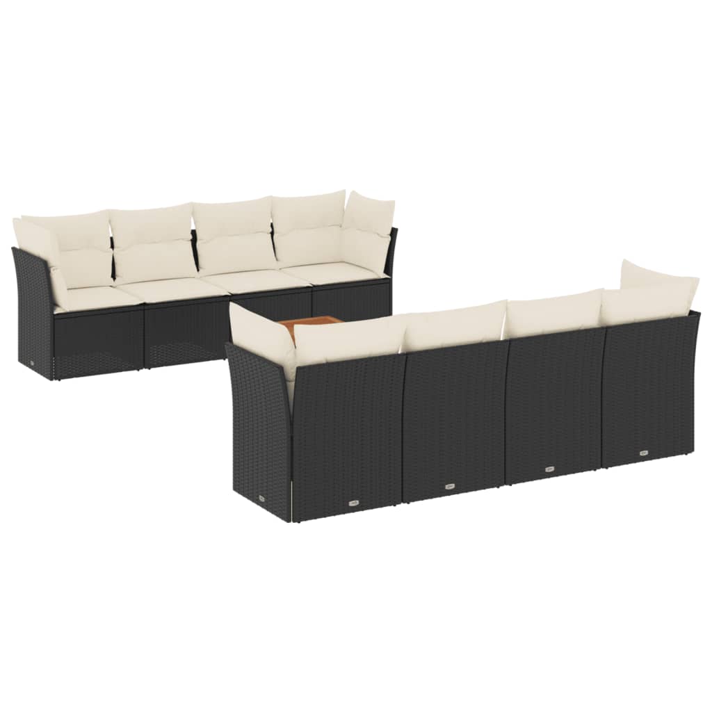 Set Divani da Giardino 9 pz con Cuscini Nero in Polyrattancod mxl 87914