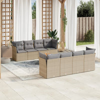 Set Divano da Giardino 9 pz con Cuscini Beige in Polyrattan 3223525