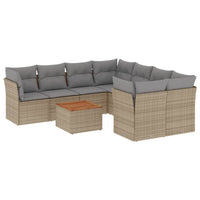 Set Divano da Giardino 9 pz con Cuscini Beige in Polyrattan 3223532