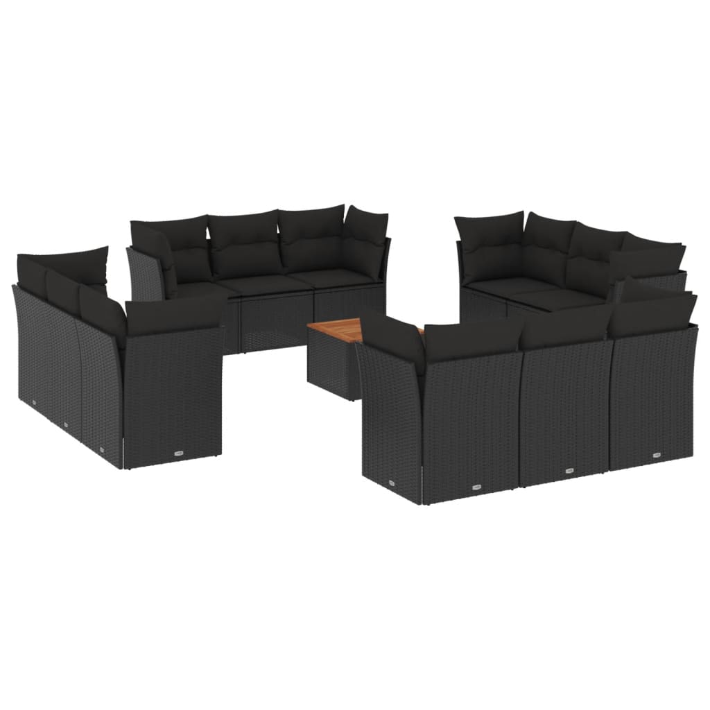 Set Divani da Giardino 13pz con Cuscini Nero in Polyrattancod mxl 111941