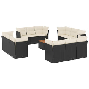 Set Divani da Giardino 13pz con Cuscini Nero in Polyrattancod mxl 90378