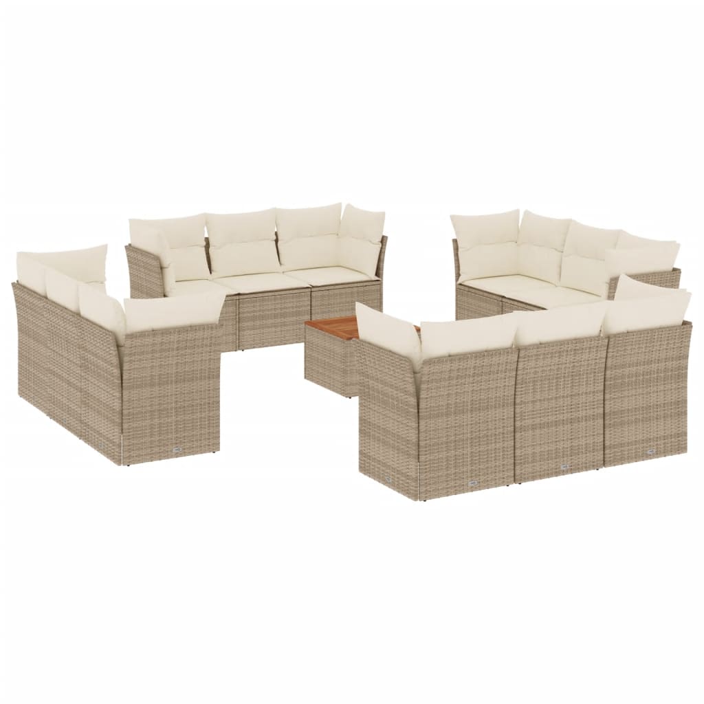 Set Divano da Giardino 13 pz con Cuscini Beige in Polyrattan 3223538