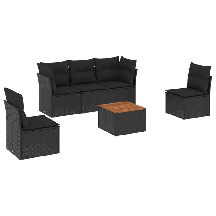 Set Divano da Giardino 6 pz con Cuscini Nero in Polyrattancod mxl 113533