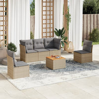 Set Divano da Giardino 6 pz con Cuscini Beige in Polyrattan 3223546