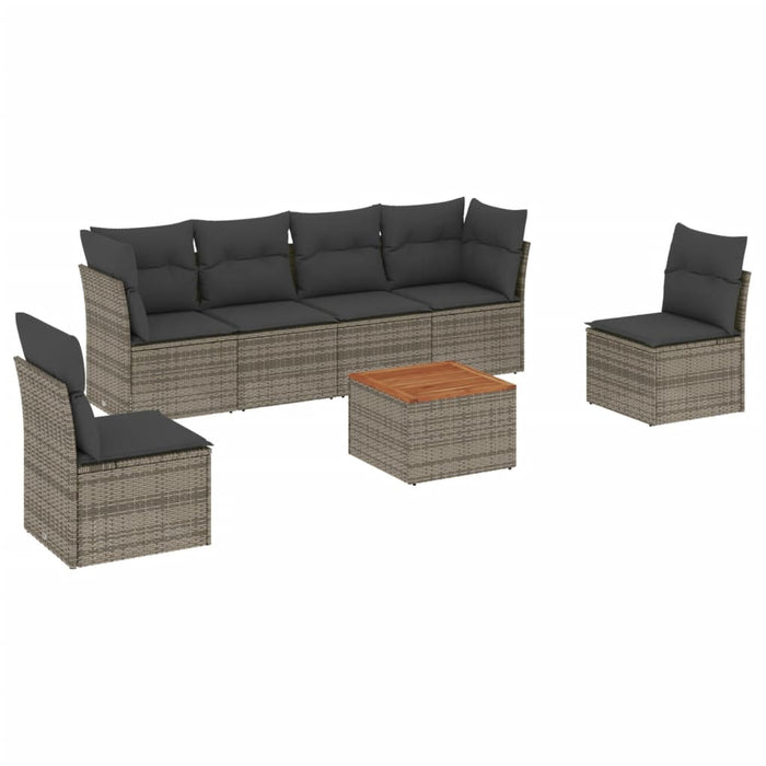 Set Divani da Giardino 7 pz con Cuscini Grigio in Polyrattan 3223554