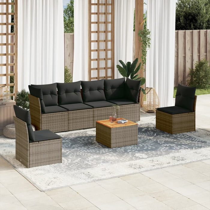 Set Divani da Giardino 7 pz con Cuscini Grigio in Polyrattancod mxl 113366