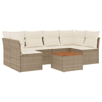 Set Divani da Giardino 7 pz con Cuscini Beige in Polyrattan 3223559