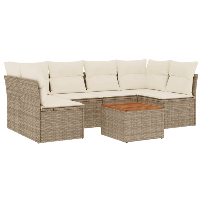 Set Divani da Giardino 7 pz con Cuscini Beige in Polyrattan 3223559