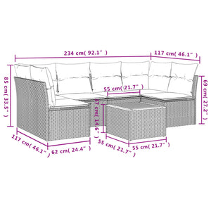 Set Divani da Giardino 7 pz con Cuscini Beige in Polyrattan 3223560