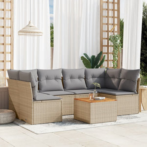 Set Divani da Giardino 7 pz con Cuscini Beige in Polyrattan 3223560