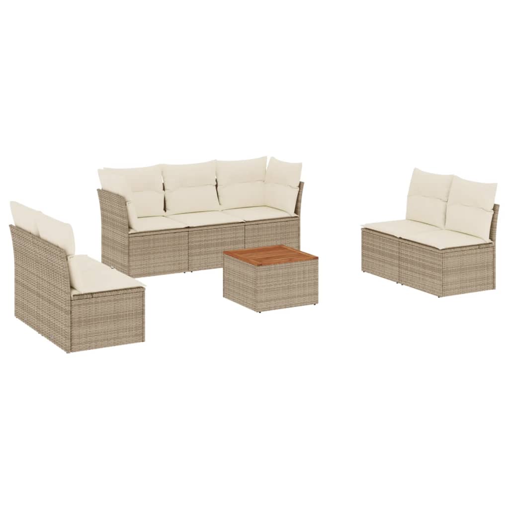 Set Divano da Giardino 8 pz con Cuscini Beige in Polyrattan 3223566