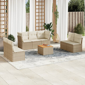 Set Divano da Giardino 8 pz con Cuscini Beige in Polyrattan 3223566