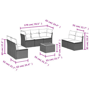 Set Divano da Giardino 8 pz con Cuscini Grigio in Polyrattan 3223568