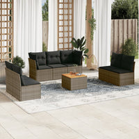 Set Divano da Giardino 8 pz con Cuscini Grigio in Polyrattan 3223568