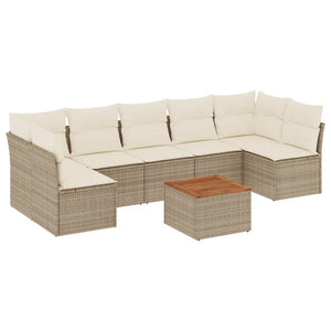 Set Divano da Giardino 8 pz con Cuscini Beige in Polyrattan 3223573