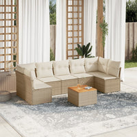 Set Divano da Giardino 8 pz con Cuscini Beige in Polyrattan 3223573