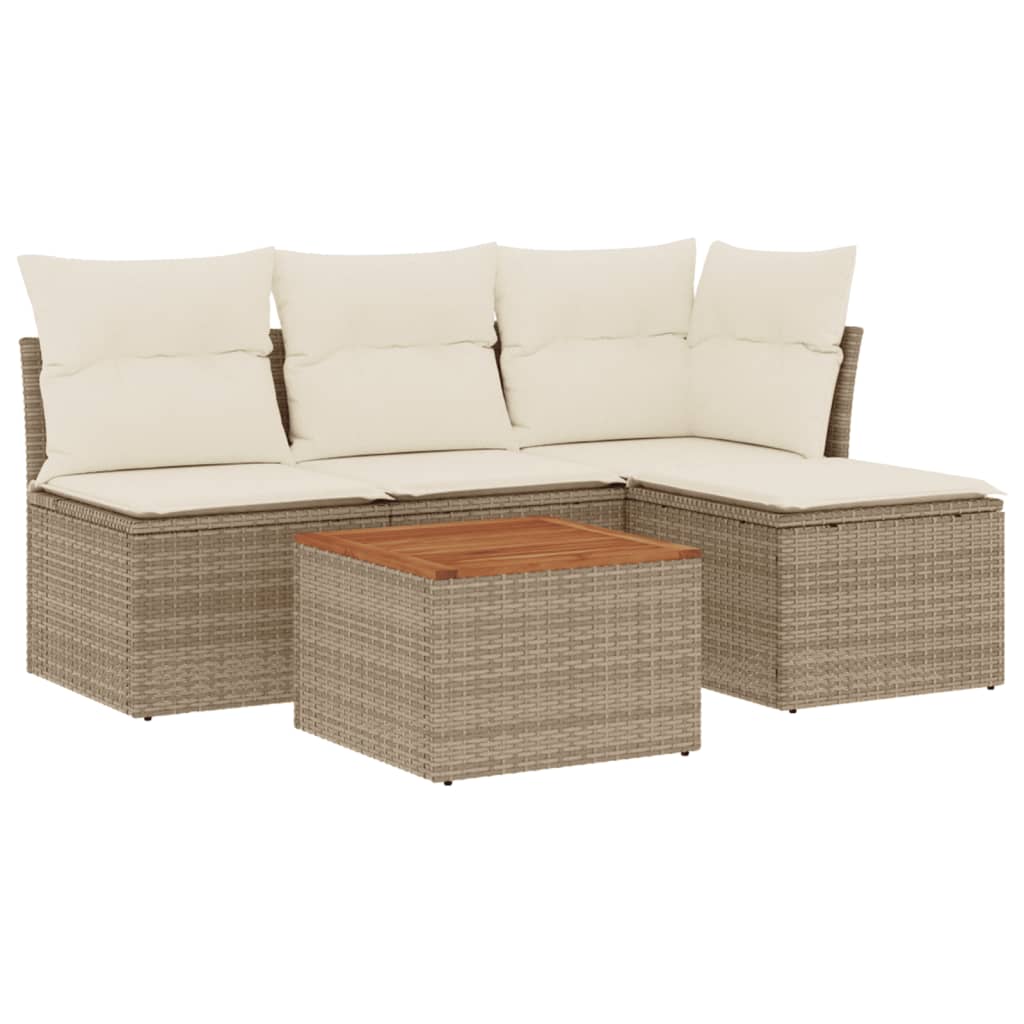 Set Divano da Giardino 5 pz con Cuscini Beige in Polyrattancod mxl 111587