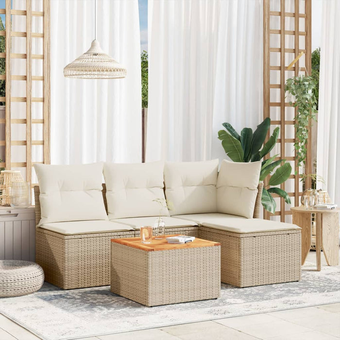 Set Divano da Giardino 5 pz con Cuscini Beige in Polyrattancod mxl 111587