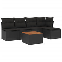 Set Divano da Giardino 6 pz con Cuscini Nero in Polyrattan 3223598