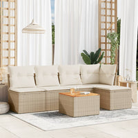 Set Divano da Giardino 6 pz con Cuscini Beige in Polyrattan 3223601