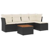 Set Divano da Giardino 6 pz con Cuscini Nero in Polyrattancod mxl 87593