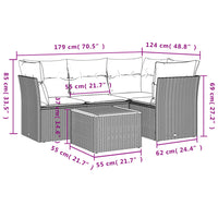 Set Divani da Giardino 5 pz con Cuscini in Polyrattan Nerocod mxl 111592