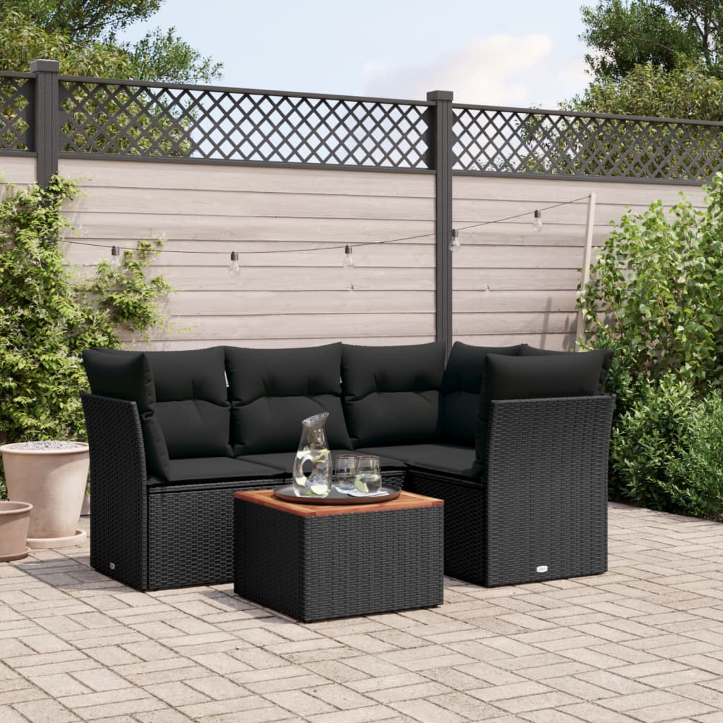 Set Divani da Giardino 5 pz con Cuscini in Polyrattan Nerocod mxl 111592