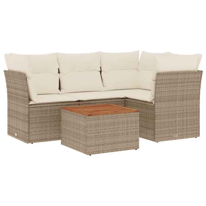 Set Divano da Giardino 5 pz con Cuscini Beige in Polyrattan 3223622