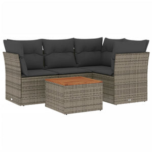 Set Divano da Giardino 5 pz con Cuscini Grigio in Polyrattancod mxl 87594