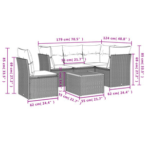 Set Divano da Giardino 6 pz con Cuscini Beige in Polyrattancod mxl 113918