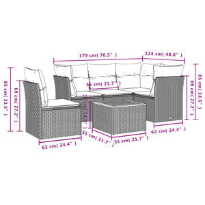 Set Divano da Giardino 6 pz con Cuscini Grigio in Polyrattan 3223645