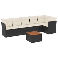 Set Divani da Giardino con Cuscini 7pz Nero Polyrattan 3223648