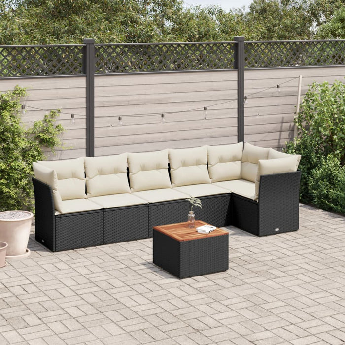 Set Divani da Giardino con Cuscini 7pz Nero Polyrattan 3223648