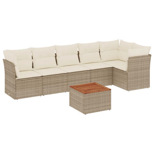 Set Divani da Giardino 7 pz con Cuscini Beige in Polyrattancod mxl 112453