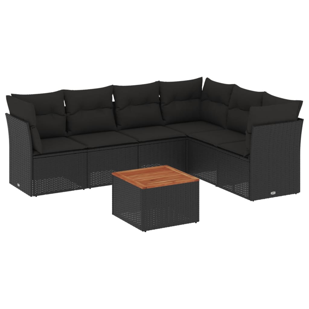 Set Divani da Giardino con Cuscini 7pz Nero Polyrattan 3223654