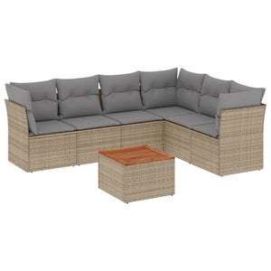 Set Divani da Giardino 7 pz con Cuscini Beige in Polyrattan 3223658