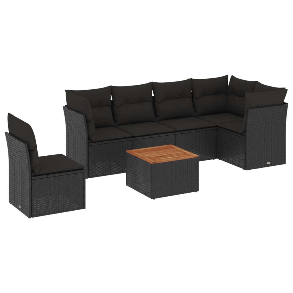 Set Divani da Giardino con Cuscini 7pz Nero Polyrattan 3223661