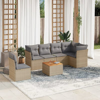 Set Divani da Giardino 7 pz con Cuscini Beige in Polyrattan 3223665