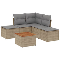 Set Divano da Giardino 6 pz con Cuscini Beige in Polyrattancod mxl 89395