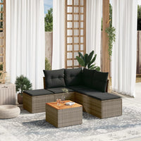 Set Divano da Giardino 6 pz con Cuscini Grigio in Polyrattan 3223673