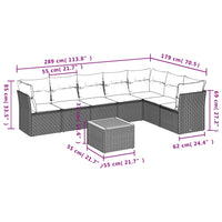 Set Divani da Giardino con Cuscini 8 pz Nero in Polyrattan 3223675