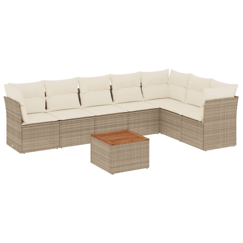 Set Divano da Giardino 8 pz con Cuscini Beige in Polyrattan 3223678