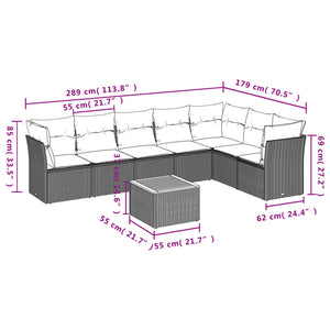 Set Divano da Giardino 8 pz con Cuscini Beige in Polyrattan 3223678