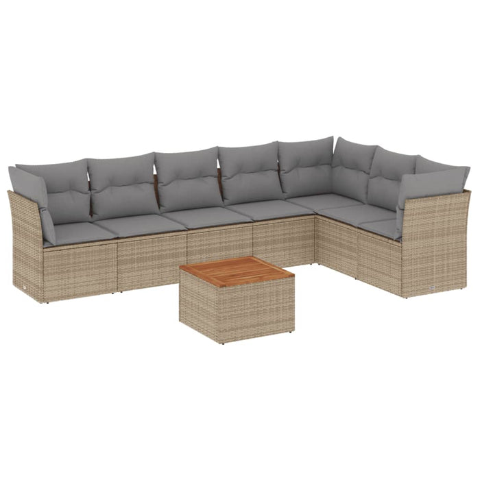 Set Divano da Giardino 8 pz con Cuscini Beige in Polyrattancod mxl 92453