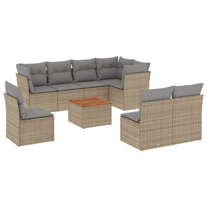 Set Divano da Giardino 9 pz con Cuscini Beige in Polyrattancod mxl 113528