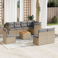 Set Divano da Giardino 9 pz con Cuscini Beige in Polyrattancod mxl 113528