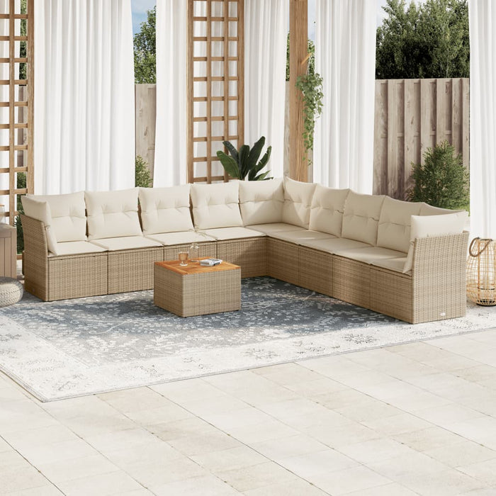 Set Divano da Giardino 10 pz con Cuscini Beige in Polyrattancod mxl 111608