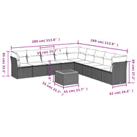 Set Divano da Giardino 10 pz con Cuscini Grigio in Polyrattan 3223694